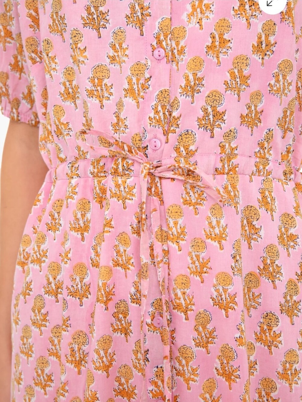 INDIA COLLECTION BY EMERSON FRY Pink Little Marigolds Lucy Dress - Size Small - Picture 5 of 15